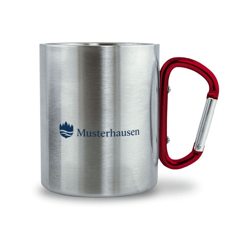 Edelstahltasse mit Karabinergriff